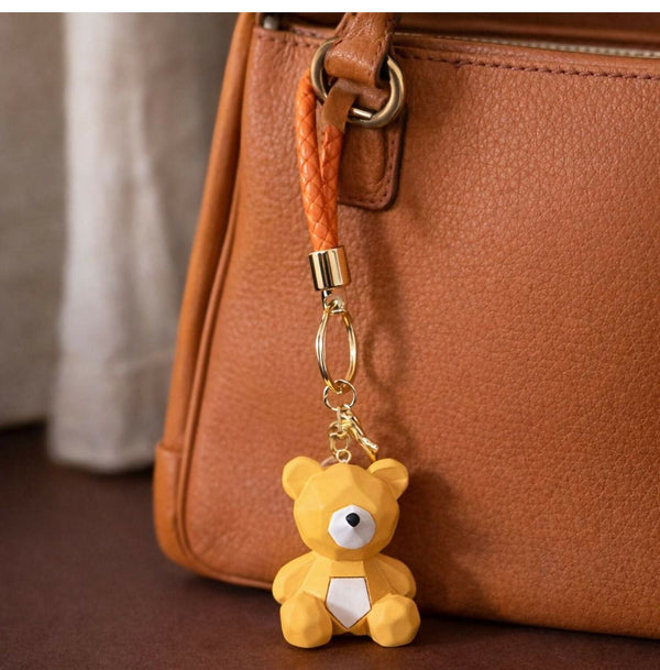 Brown Bear KEYCHAIN with Braded Straps