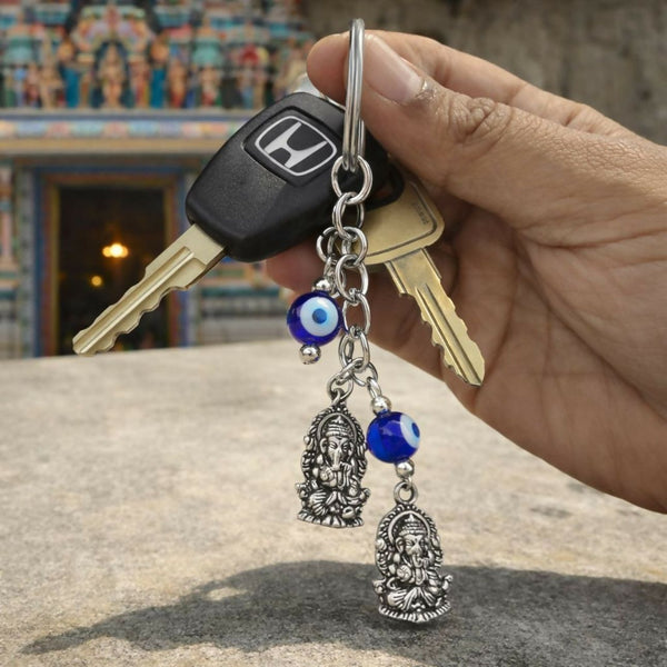 Evil eye KEYCHAIN with multiple ganesha charms