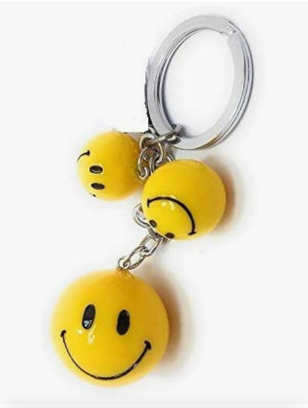 Triple Smiley Face Keychain Cute emoji