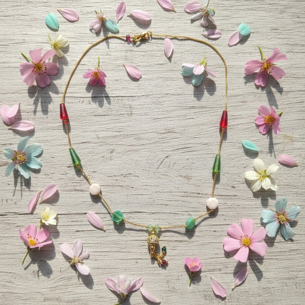 Necklace with Different Color Gem Stones