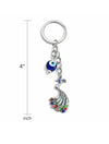 Metal peacock and evil eye charm KEYCHAIN