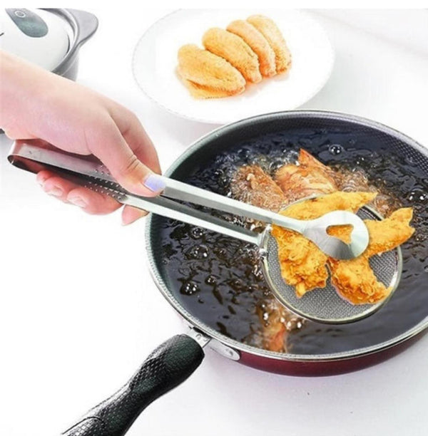 2in1 Stainless Steel mesh Strainer Spoon with Clip