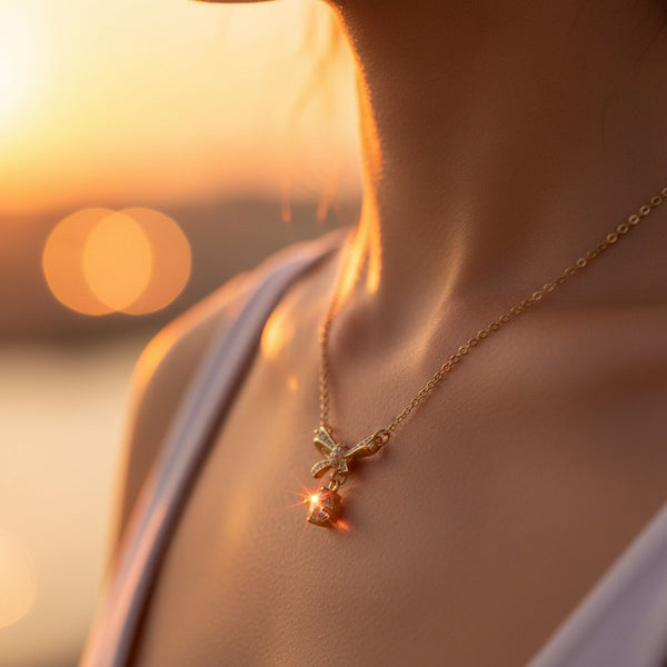 Bow Necklace with Diamond
