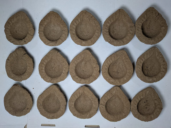 Panchaghavya deepa made with nati cow dung for auspicious days