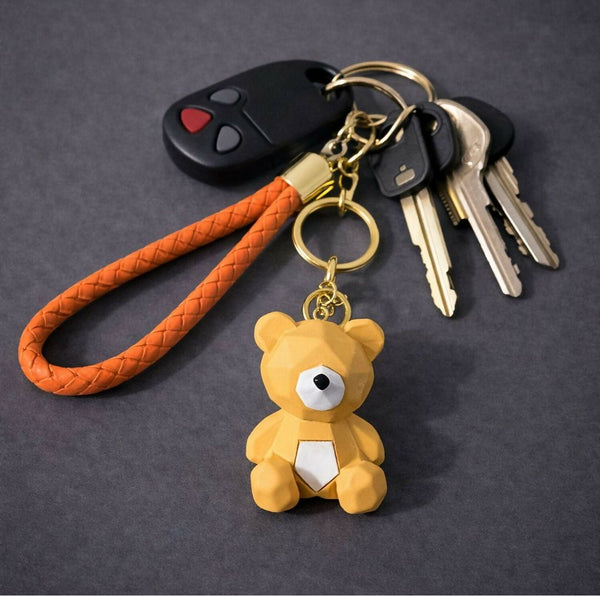 Brown Bear KEYCHAIN with Braded Straps
