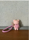 Pink bear KEYCHAIN with heat charm