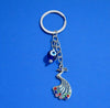 Metal peacock and evil eye charm KEYCHAIN