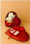 RED HEART box with teddy bear a surprise gift