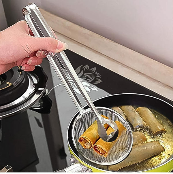 2in1 Stainless Steel mesh Strainer Spoon with Clip