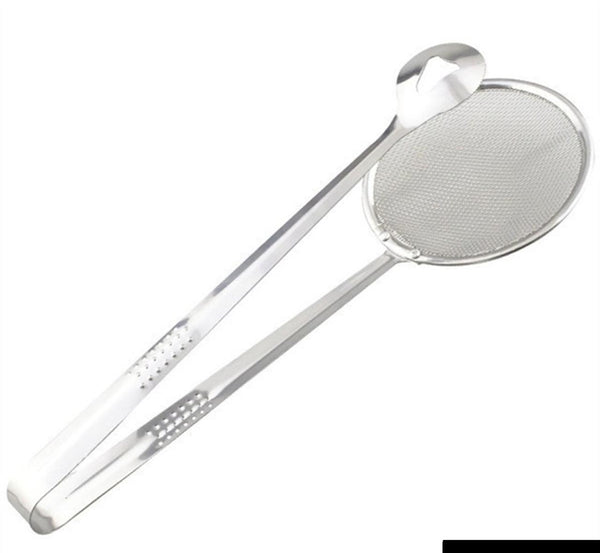 2in1 Stainless Steel mesh Strainer Spoon with Clip