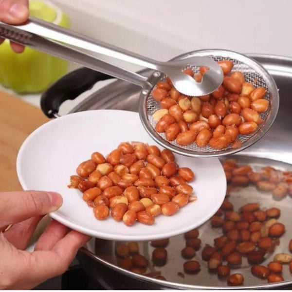 2in1 Stainless Steel mesh Strainer Spoon with Clip